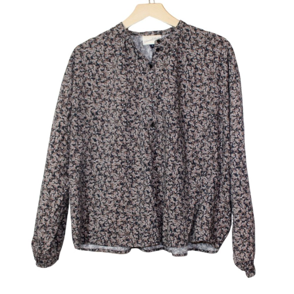Universal Thread womens popover blouse size M ditsy floral print long sleeve